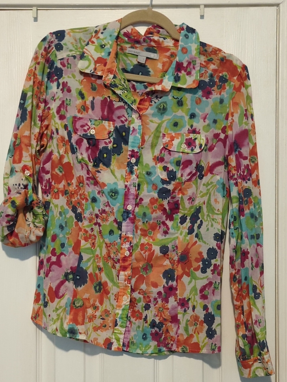 Old Navy Multicolor Floral Button-Down Shirt